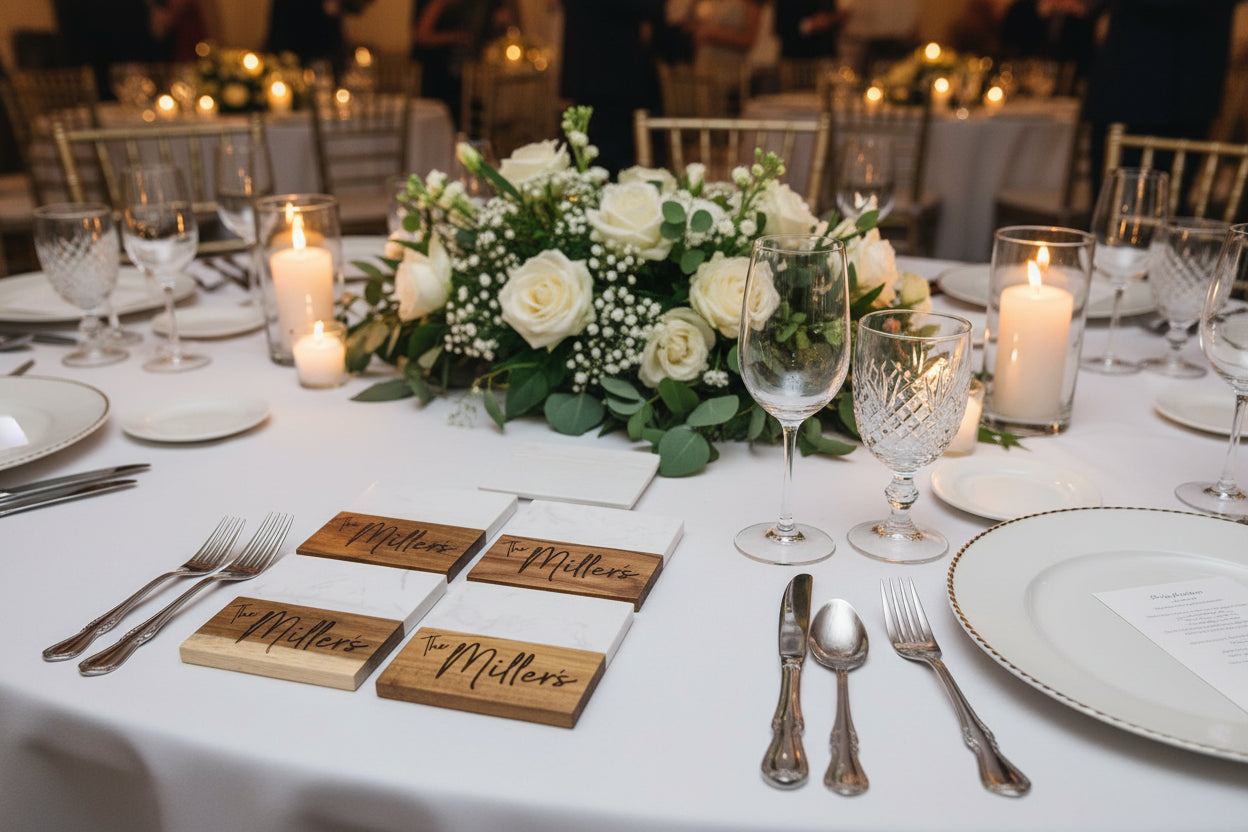 The Wedding & Anniversary Package – Personalized Charcuterie Gift Set With Coasters