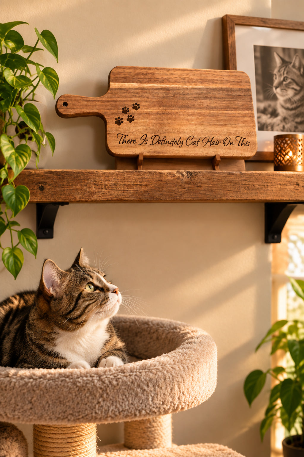 Dog Hair / Cat Hair Acacia Cutting & Charcuterie Board – Funny Pet Lover Gift 15 X 6.75