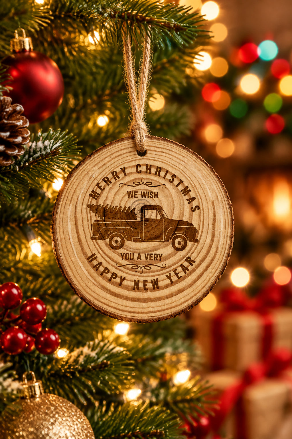 Live Edge Wooden Christmas Tree Ornaments
