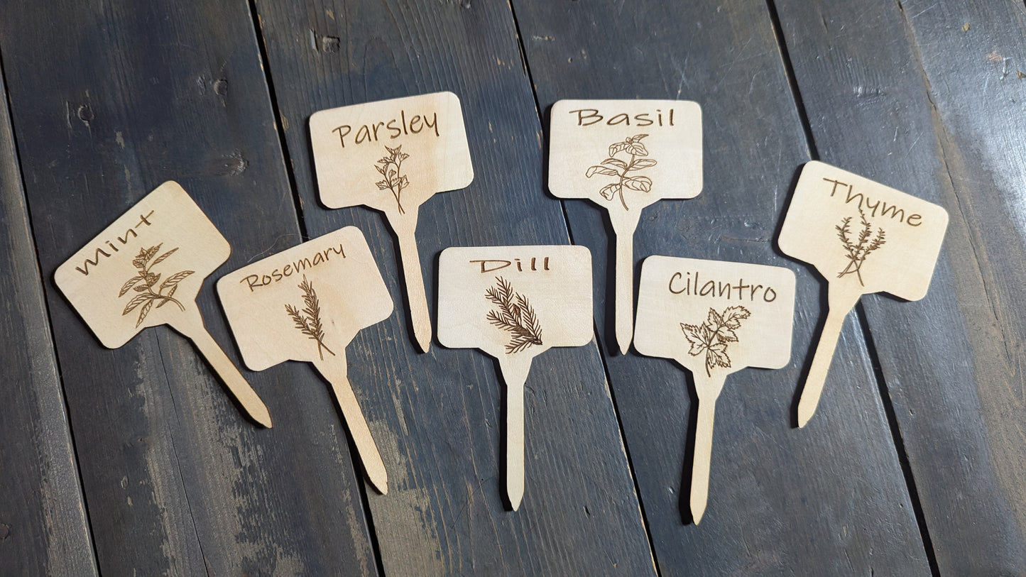 Herb & Garden Markers - Stylish Engraved Garden and Herb Bed Markers - Set of 6