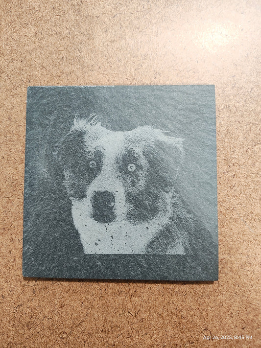 Custom Engraved Slate & Wood Coasters - Set of 4 / 2