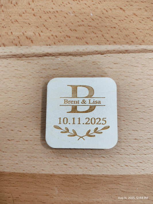 Personalized Wooden Event Magnets – Wedding, Anniversary, Family Reunion Favors