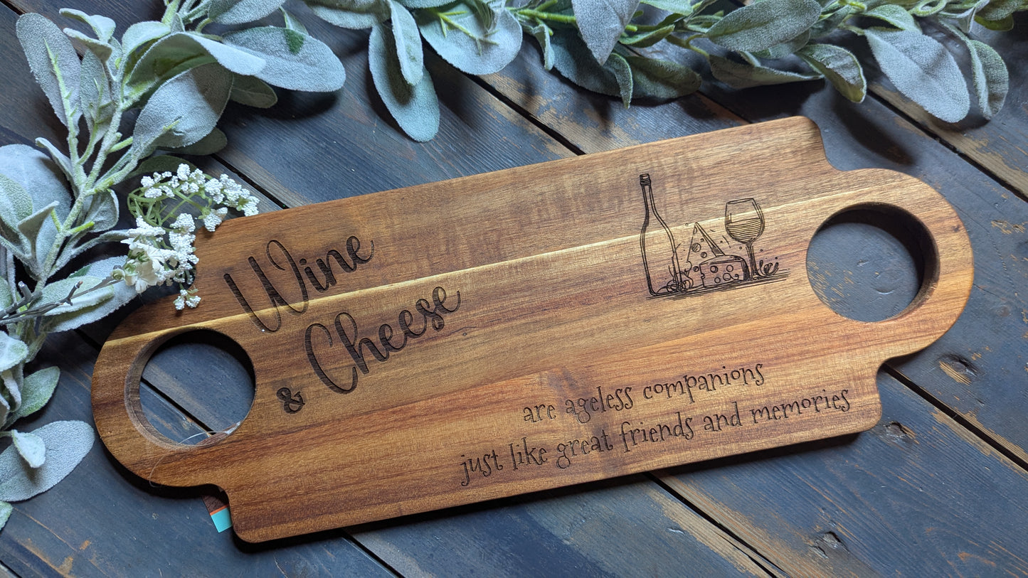 Wine & Cheese Board – Custom Engraved and Perfect for Friends, Memories, and Entertaining