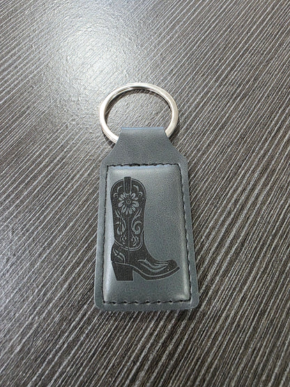 Custom Laser Engraved Leather Keychain