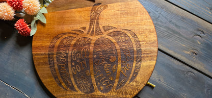 12” Round Engraved Acacia Wood Board