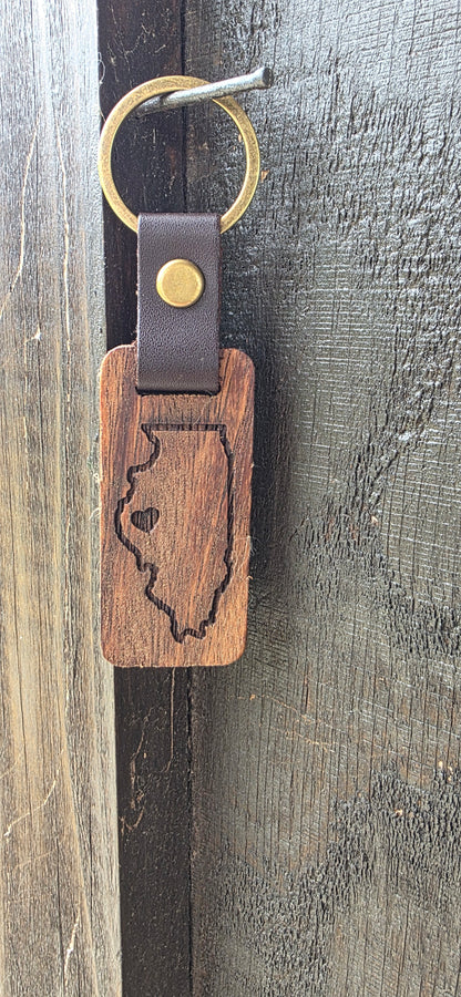 Rustic Laser Engraved Wooden Keychains – with Leather Strap