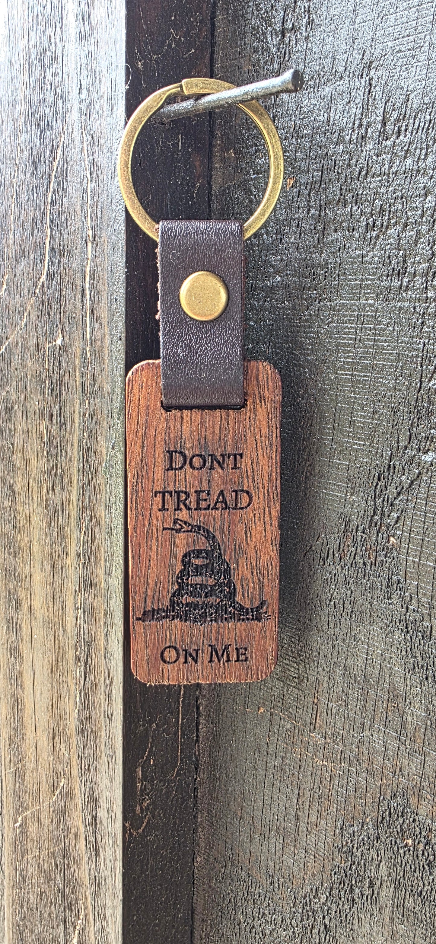 Rustic Laser Engraved Wooden Keychains – with Leather Strap