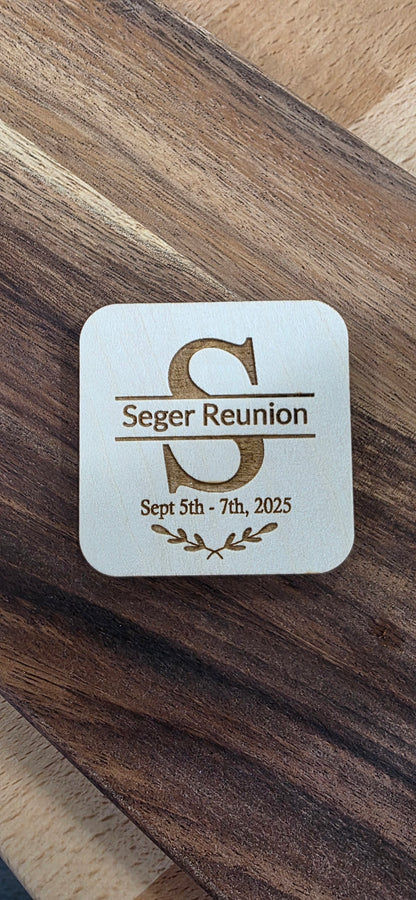 Personalized Wooden Event Magnets – Wedding, Anniversary, Family Reunion Favors