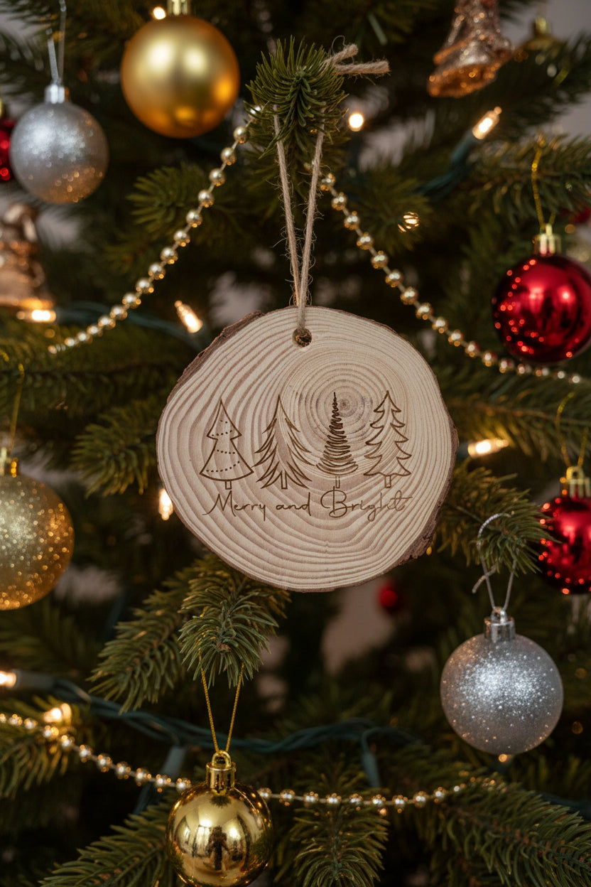 Live Edge Wooden Christmas Tree Ornaments