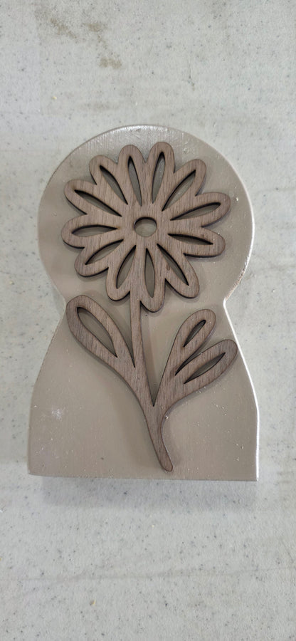 Rustic Layered Floral Wood Decor | Handcrafted Farmhouse Shelf Sitter | Modern Botanical Accent