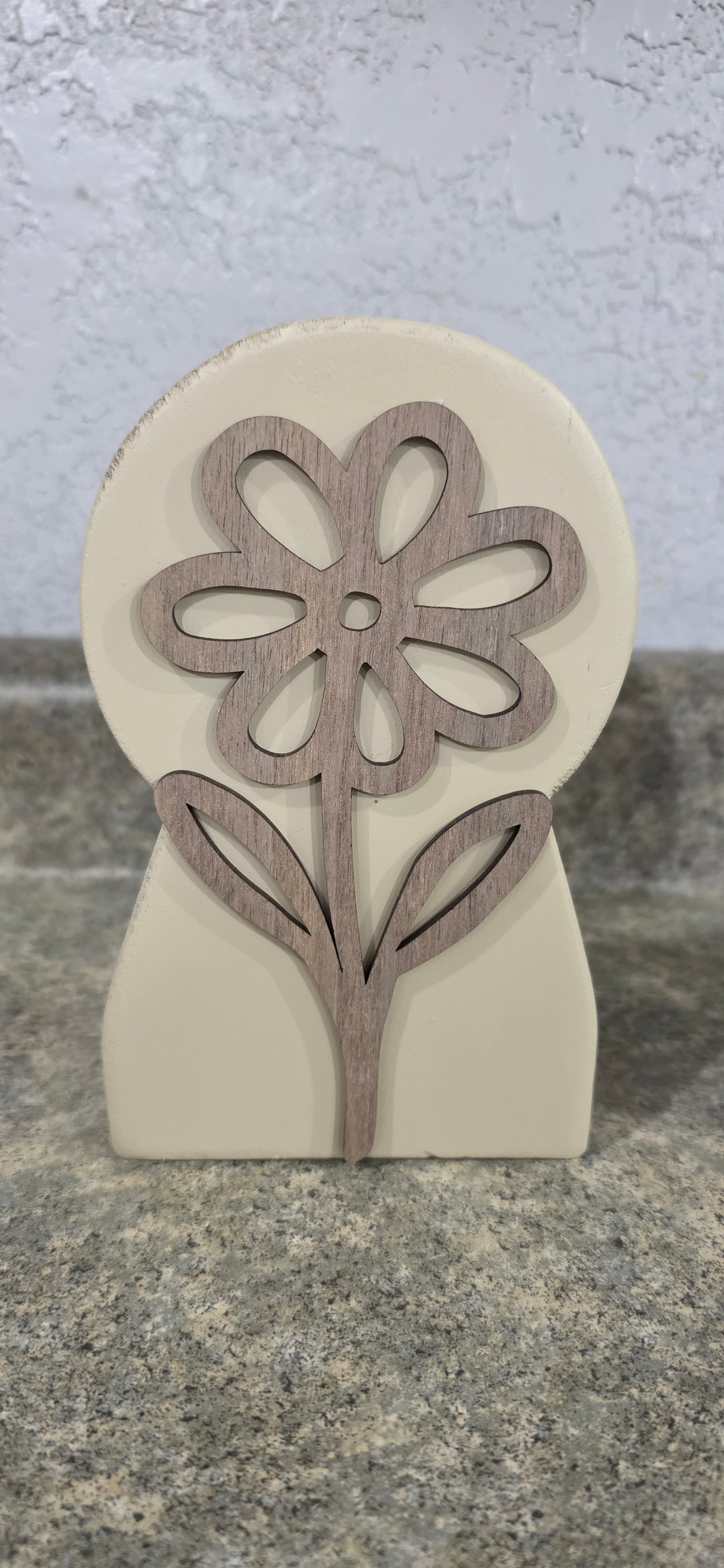 Rustic Layered Floral Wood Decor | Handcrafted Farmhouse Shelf Sitter | Modern Botanical Accent