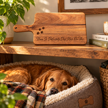 Dog Hair / Cat Hair Acacia Cutting & Charcuterie Board – Funny Pet Lover Gift 15 X 6.75