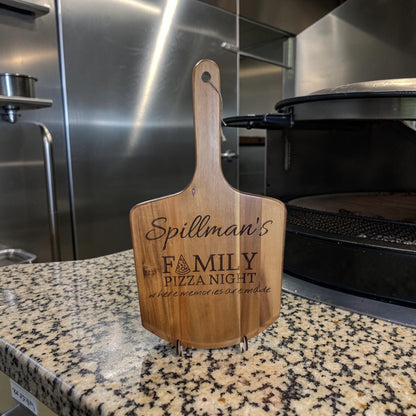 Personalized Family Pizza Peel | Custom Engraved Wooden Pizza Board