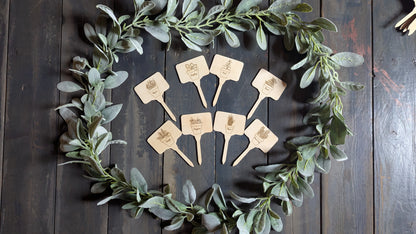 Herb & Garden Markers - Stylish Engraved Garden and Herb Bed Markers - Set of 6