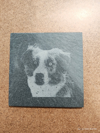 Custom Engraved Slate & Wood Coasters - Set of 4 / 2