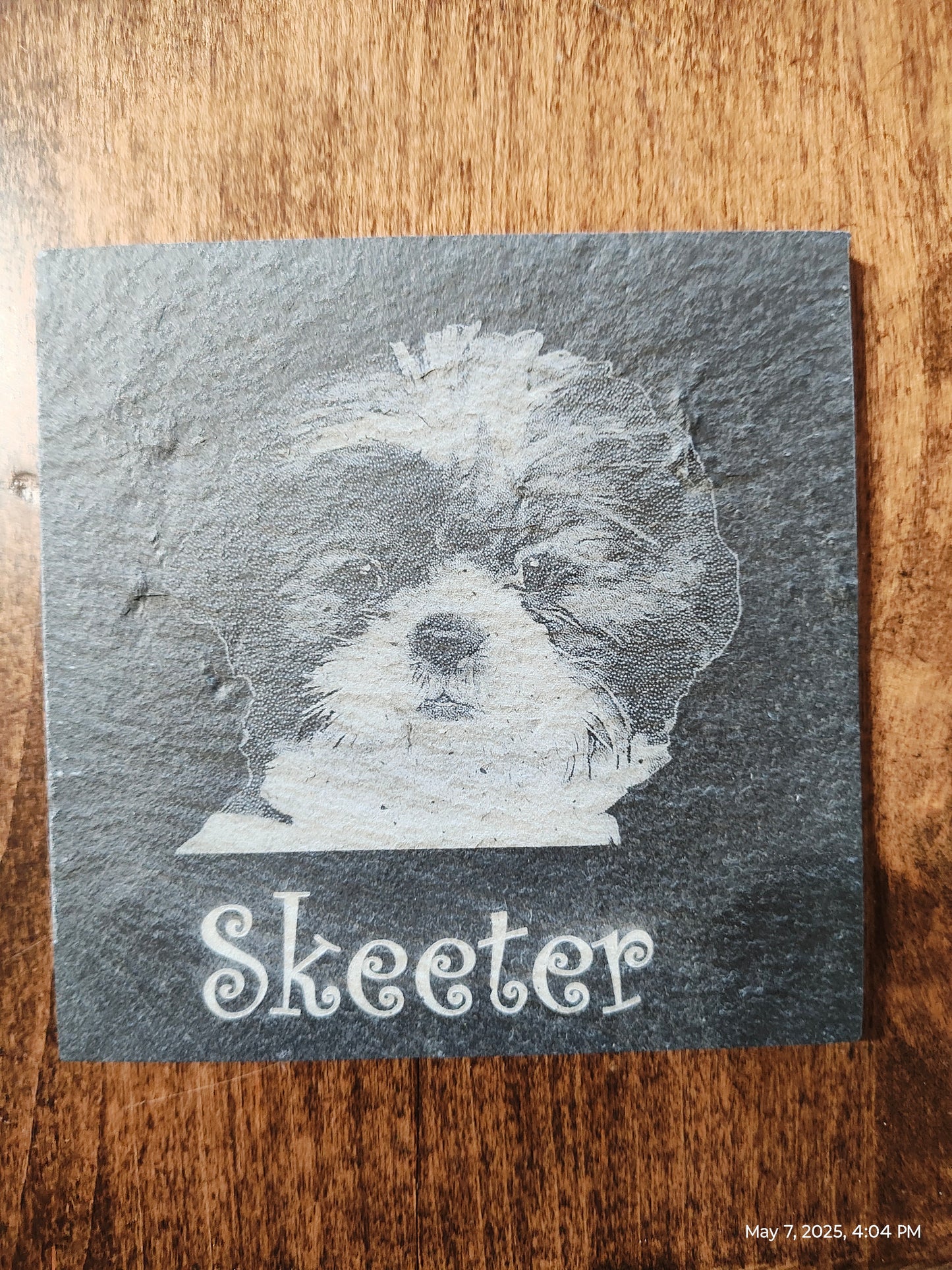 Custom Engraved Slate & Wood Coasters - Set of 4 / 2