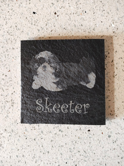Custom Engraved Slate & Wood Coasters - Set of 4 / 2