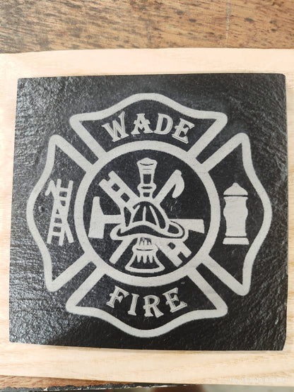 Custom Engraved Slate & Wood Coasters - Set of 4 / 2