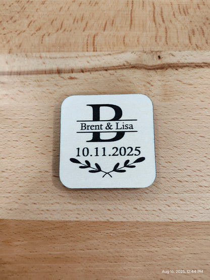 Personalized Wooden Event Magnets – Wedding, Anniversary, Family Reunion Favors