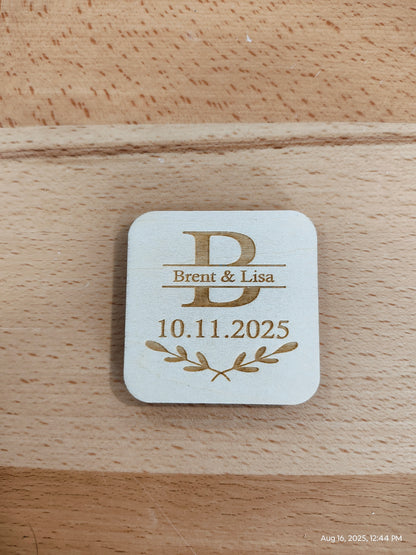 Personalized Wooden Event Magnets – Wedding, Anniversary, Family Reunion Favors