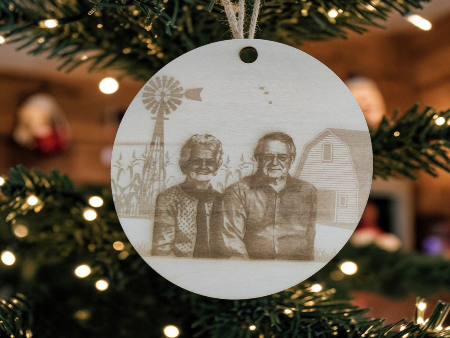 Personalized Memorial Christmas Ornament | Custom Photo Engraved Wood Ornament | In Loving Memory Holiday Keepsake