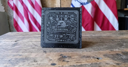 Custom Engraved Slate & Wood Coasters - Set of 4 / 2