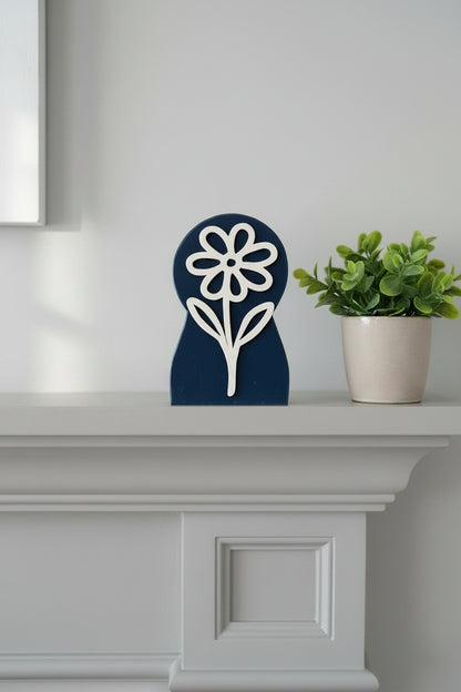 Rustic Layered Floral Wood Decor | Handcrafted Farmhouse Shelf Sitter | Modern Botanical Accent